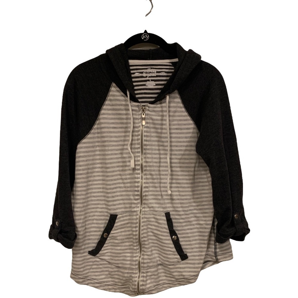 Free spirit dark grey and light grey zip up hoodie